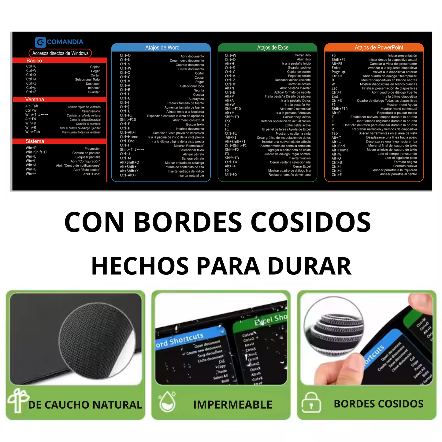 Alfombrilla con Atajos de Teclado - MousePad XL