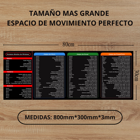 Alfombrilla con Atajos de Teclado - MousePad XL